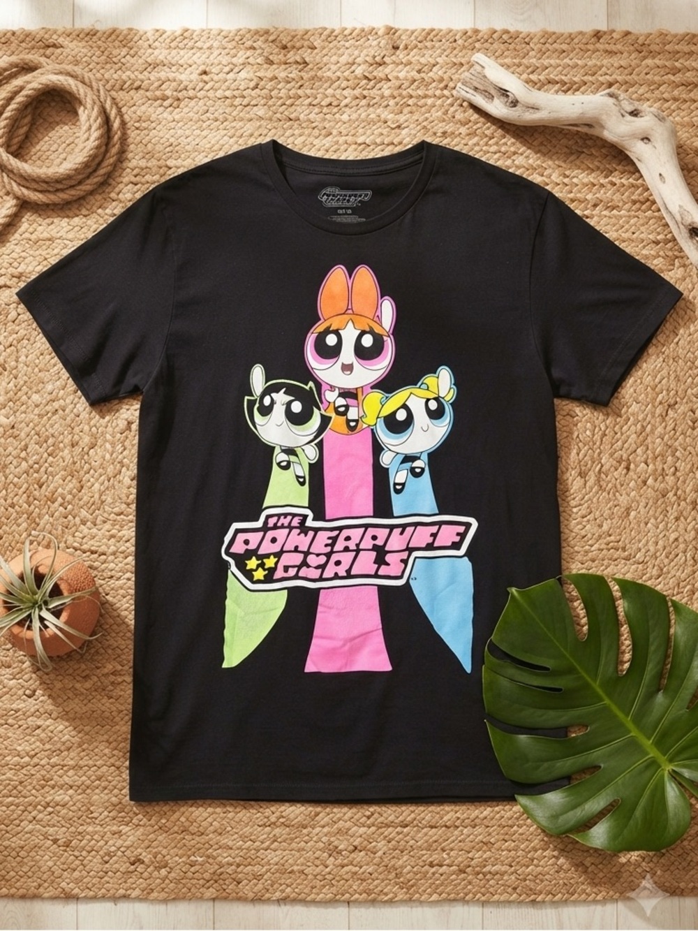 THE POWERPUFF GIRLS Y2K Nostalgia Cartoon Network Black Graphic Tee